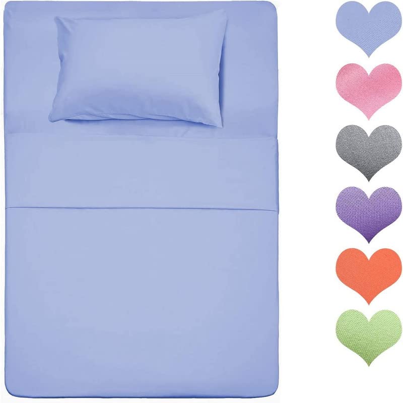 Image of Single Bed Super Solid Plain Bedsheet Cotton Microfiber with 1 Pillow Covers SKU Blue
