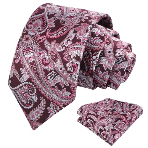 Image of Alizeal Mens 3.15'' Vintage Paisley Tie Pocket Square Set | Elegant Perfect for Banquet Wedding and Party