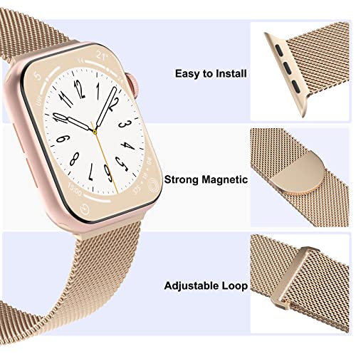 Image of 3 Pack Mesh Metal Magnetic Compatible with Apple Watch Bands Women Men | Stainless Steel Loop Strap for iWatch Band 38mm 40mm 41mm 42mm 44mm 45mm 46mm 49mm Series 11 /10 /9 /8 /SE /7 /6 /5 /4 /Ultra 3 2 1