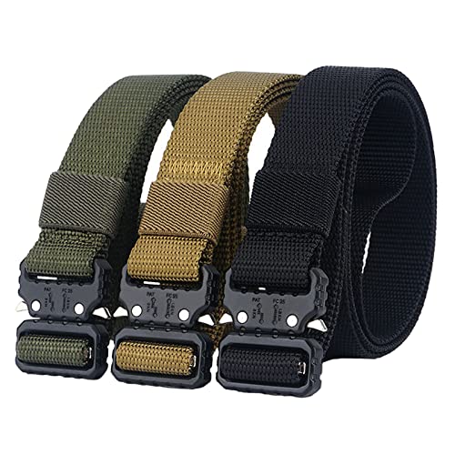 Image of 1 Inch Nylon Tactical Belt Quick Release Metal Buckle Heavy Duty Military Sports Skinny Webbing Work Belts for Men