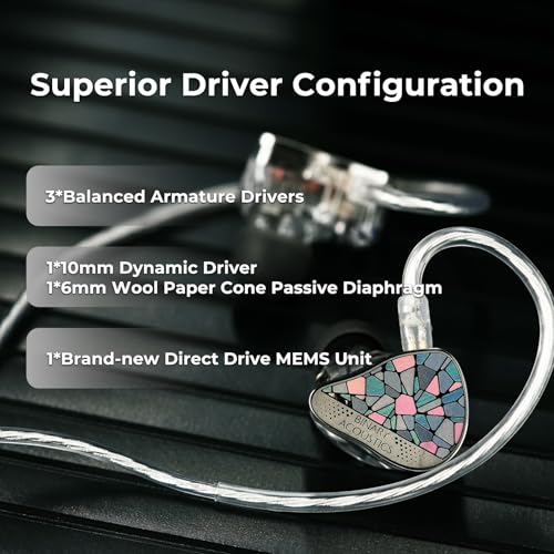 Image of HiFiGo Binary EP321 MEMS in-Ear Monitor, Direct-Drive MEMS Earphones, 3BA +2DD+1MEMS Hybrid IEM with Iridescent CNC Stainless Steel Faceplates for Musician Audiophile (3.5mm)
