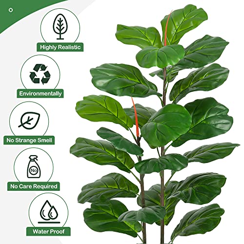 GAOMON 39inch Artificial Fiddle Leaf Fig Tree, Faux Ficus Lyrata, Potted Ficus Lyrata Faux Tree Fake Plant for Home Office Decoration