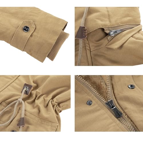 Image of INVACHI Men's Thick Winter Jacket With Hood,Fleece Lining Cotton Military Jackets,Work Coats with Multiple Pockets