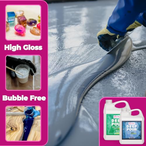 Image of Oytra Deep Pour Casting Liquid Hardener 2 1 Ratio Epoxy Resin for Wood High Gloss Crystal Clear Craft for River Table Tabletop Preservation and Large DIY Cast Art Projects (15 Kg)