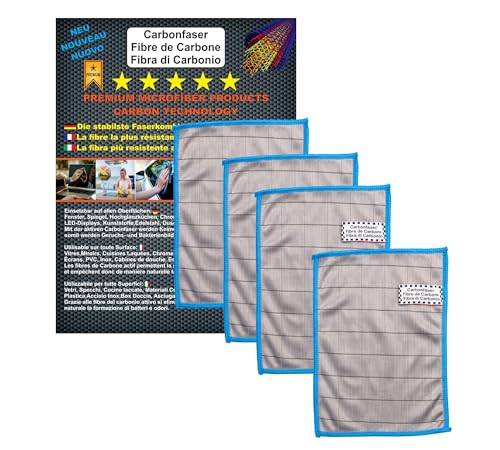 DSproducts 4X Chiffon Lunettes De Vue 410GSM-20x15cm–Lingette Lunette Microfibre de Carbone sans Trace sans Rayure Chiffon Antistatique–Essuie Lunette-Microfibre...