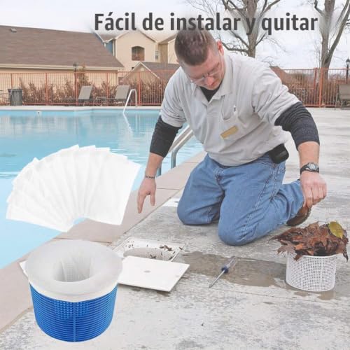 Miniatura 7 de Ljfea 10 Piezas Calcetines De Piscina, Calcetines Skimmer De Piscina,Filtros De Piscina Para Cesta De Filtro Skimmer,Atrapan Hojas, Cabello, Aceite, Cabello,Hierba,Agujas De Pino