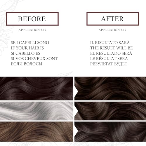 Lucens Umbria - 5.17 Castano Chiaro Freddo, Tinta Per Capelli Senza Ammoniaca, Kit Colorazione Permanente Vegan Con Estratti Naturali, Azione Lenitiva, Idratante E Protettiva - 4
