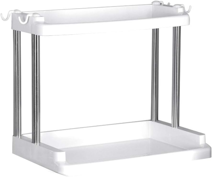 Multi-function Kitchen Utensils Storage Consolidation Seasoning Plastic Double Rack V (color : Pink Size : L40CMW24CMH54CM) (White L40CM*W24CM*H54CM)