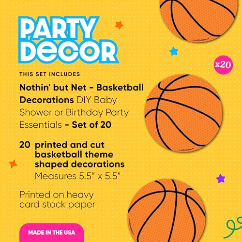 Big Dot of Happiness Nothin' but Net - Basketball Decorations DIY Baby Shower or Birthday Party Essentials - Basketball Birthday Decorations - Party Decorations - Set of 20