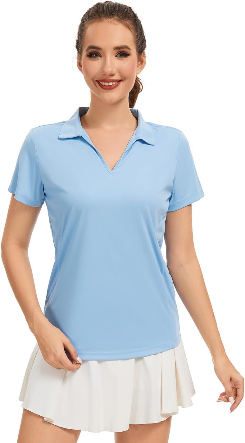 Women's Polo Shirts Short Sleeve Quick Dry UPF 50+ Sun Protection | Golf Shirt, Moisture Wicking, Collared V Neck, Lightweight, Business Casual, Tennis, Curved Waist, Work Top