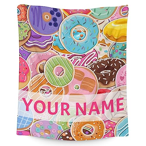 Girls Blanket - 40"x50" Cute Donut Throw Blanket Gifts for Kids & Adults - Personalized Colorful Soft Fuzzy Doughnut Blanket for Couch & Living Room