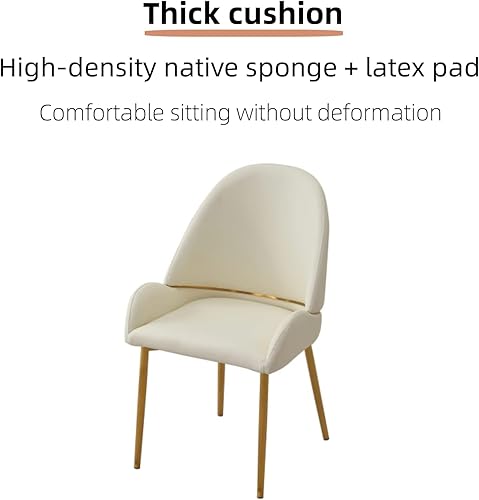Vista 7 de Juego de 2 sillas de comedor, modernas patas doradas de piel sintética para comedor, cocina, comedor (beige)