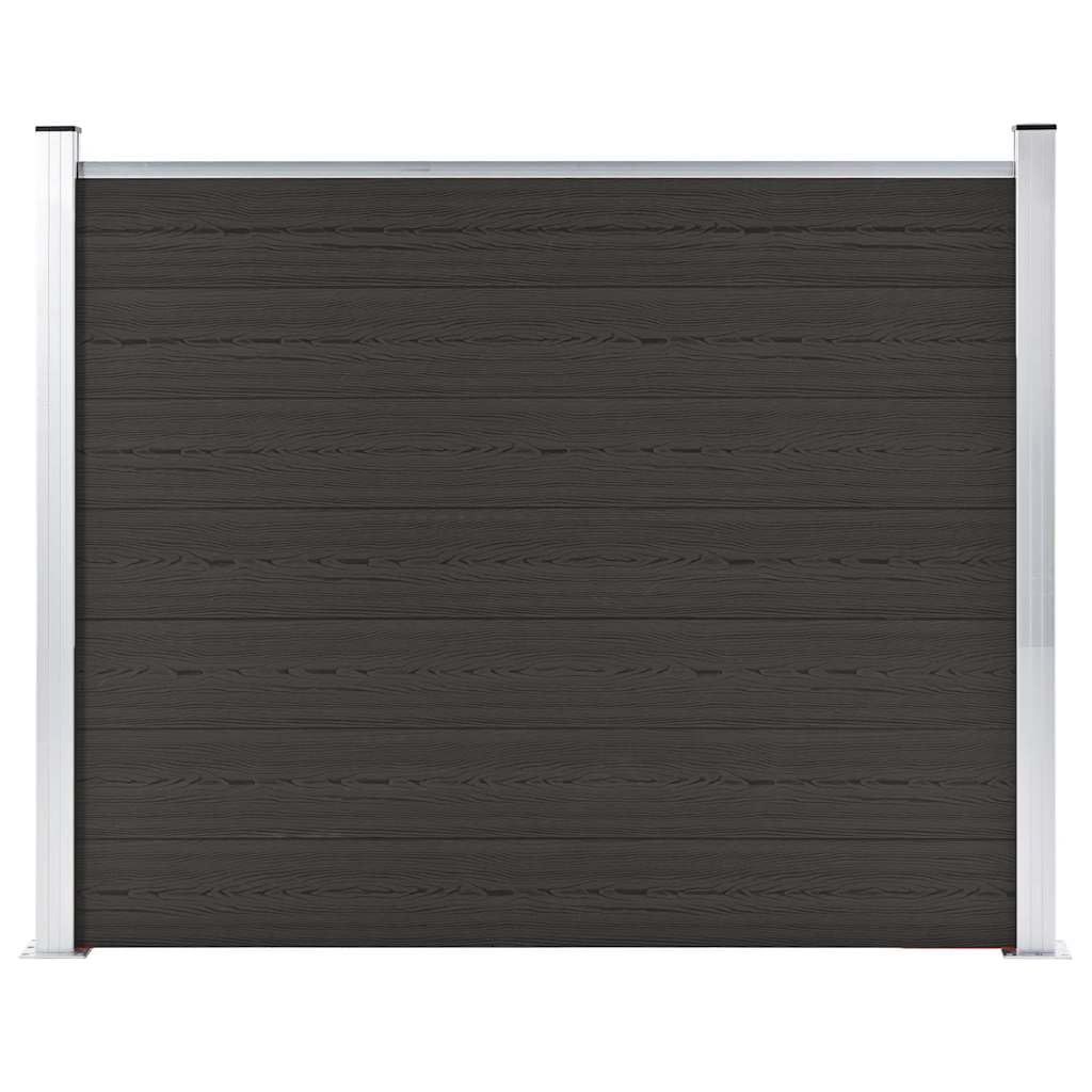 Zaunelement WPC Gartenzaun 180x146 cm Schwarz mit Aluminiumprofil, Sichtschutz, wetterfest, langlebig, für Terrasse, Balkon, Vorgarten, privatsphäre und Sicherheit
