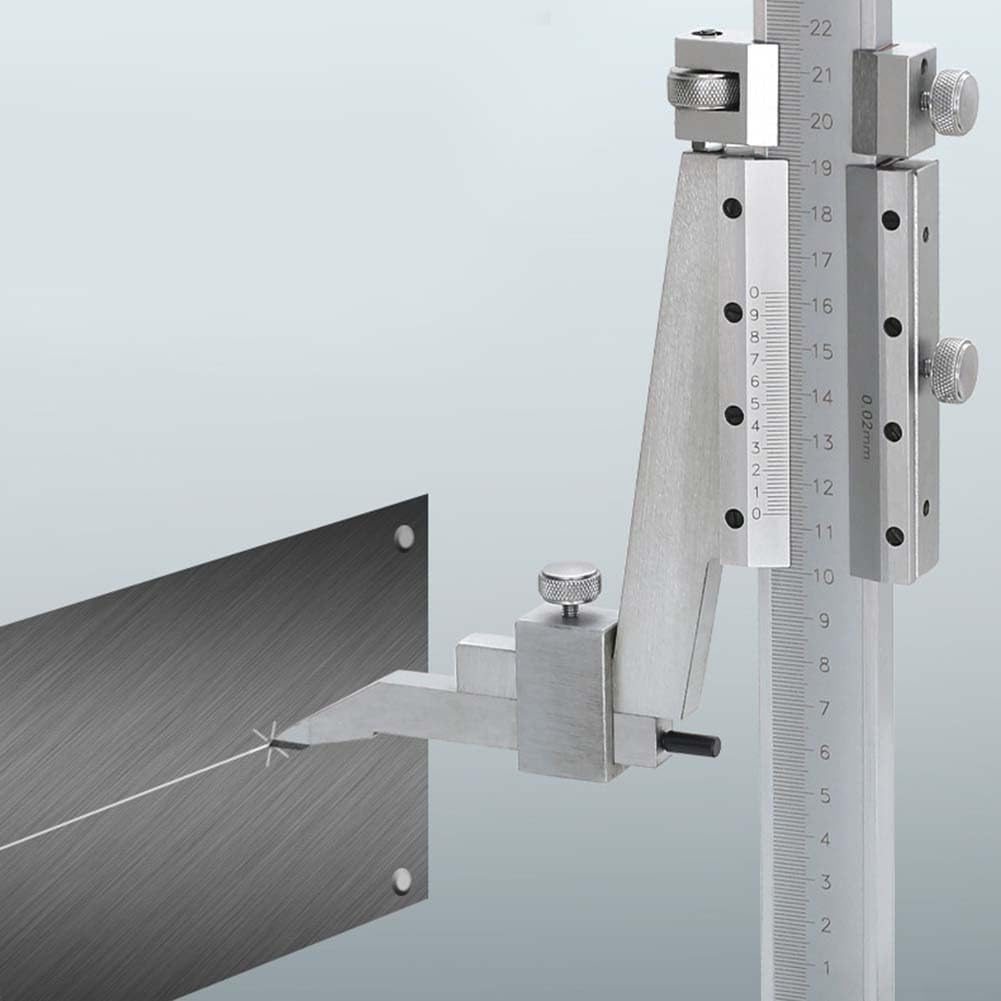 Vernier - Medidor de altura de 0 a 200 mm de acero endurecido para uso en torno – regla de metal de precisión de 0,02 mm, dispositivo de medición de taller, plateado (0-300 mm)