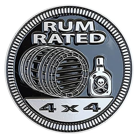 Badge Glow “Rum Rated” Metal Automotive Badge Specifically Designed for The Jeep Wrangler or Cherokee ~ Stick it Anywhere! Cover