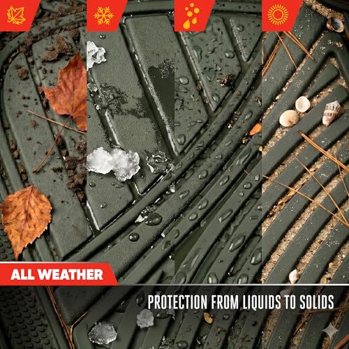 Image of Motor Trend FlexTough Performance All Weather Rubber Car Floor Mats - 3 Piece Floor Mats Automotive Liners for Cars Truck SUV, Heavy-Duty Waterproof (Green)