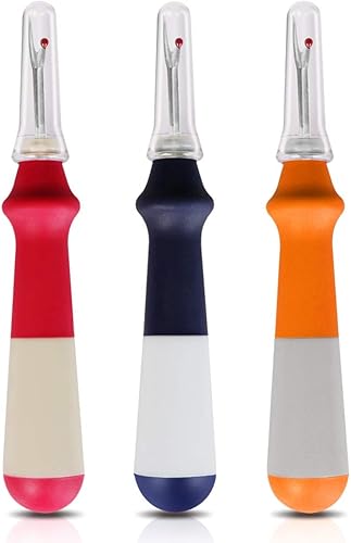 Lhedon Seam Ripper - 3 piezas para costura, agarre ergonómico, herramienta colorida para quitar puntadas de hilo grande, práctica para coser
