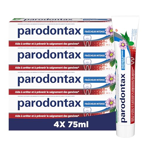 Parodontax Dentifrice Fraîcheur Intense Dentrifice, Soulager La Sensibilité Dentaire, Extra Fresh, Lot de 4x75 ml