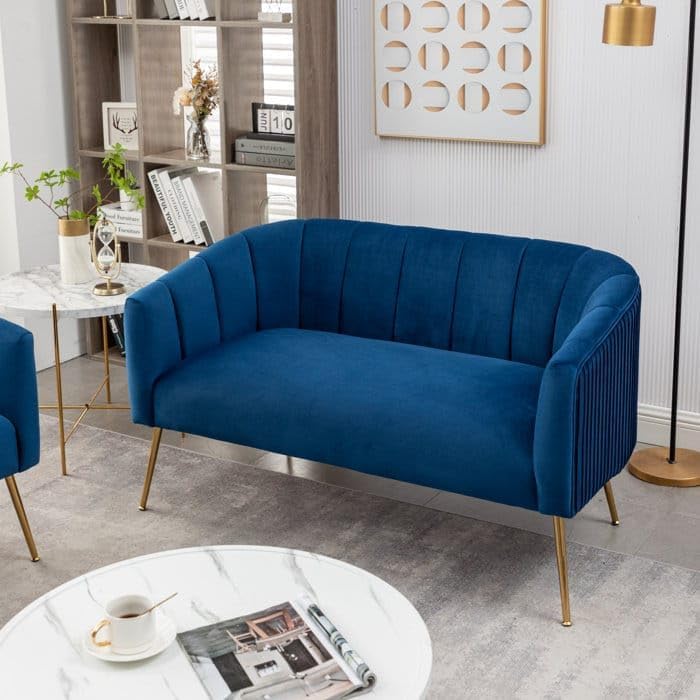 Image of 2-Seater,Loveseat Sofa Couch for Home and Living Room Bedroom & Office and Hallway Sofa (Blue)