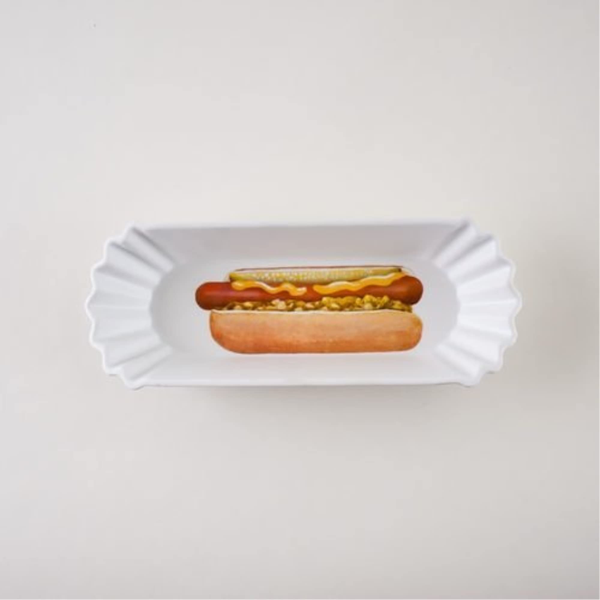 "What Is It?" Large 8 Inch Reusable Melamine Hot Dog Dish Tray, with Hot Dog Design