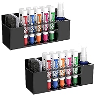 HBlife 2 Pack Acrylic Dry Erase Marker Holder – Wall Mount Or Desk, 10 Slots For Markers, Eraser & Cleaner (White)