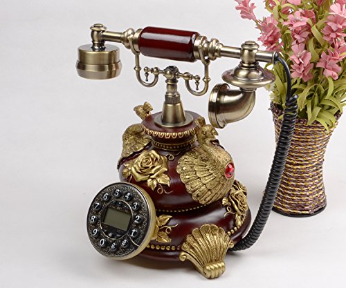 Téléphone ancien home fixe marron de bureau rétro traditionnel - 2