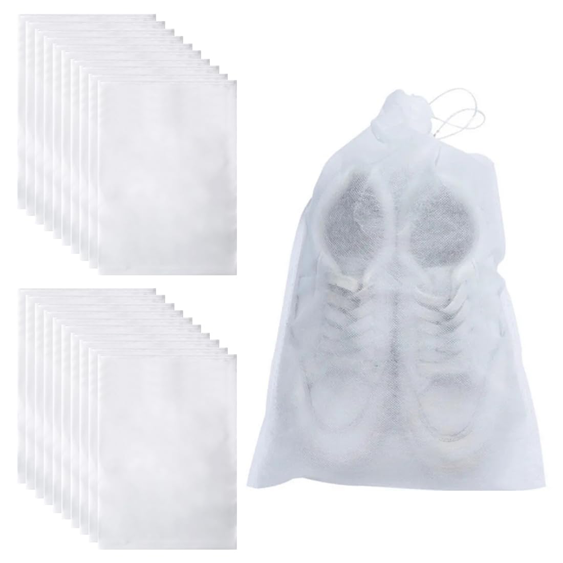XPEX 20 pezzi 32 * 48CM custodia per borsa antipolvere,custodia per scarpe,Borsa per scarpe da viaggio antipolvere, borsetta, coulisse Borsa per scarpe in tessuto non tessuto antipolvere (20)