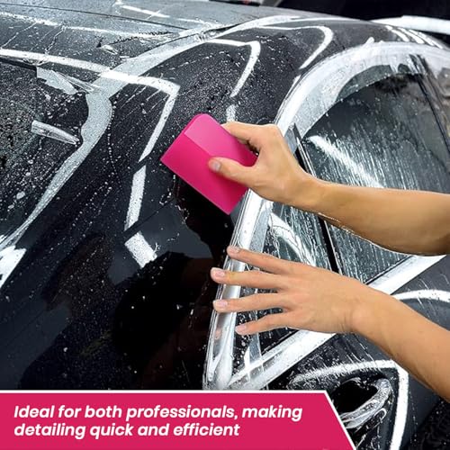 Image of PPF Squeegee Window Tint Tools Window Edge Trimming Scarper for Curved Surfaces Auto Car Paint Protection Film Install Tool (Pink) - Set of 5