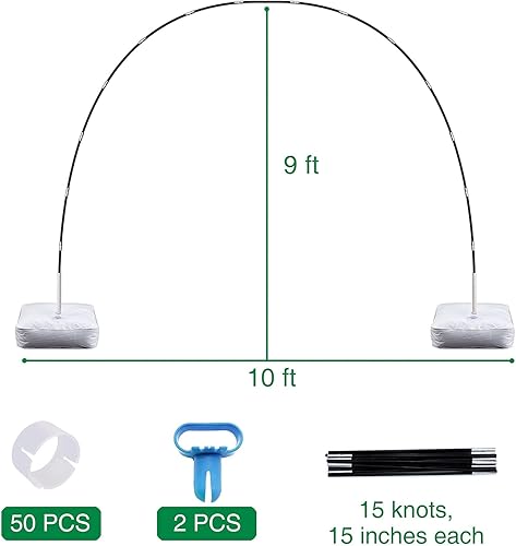 Miniatura 2 de Kit de arco de globos ajustable con base, soporte de arco de globos ajustable de 9 pies de alto y 10 pies de ancho, herramienta de decoración de