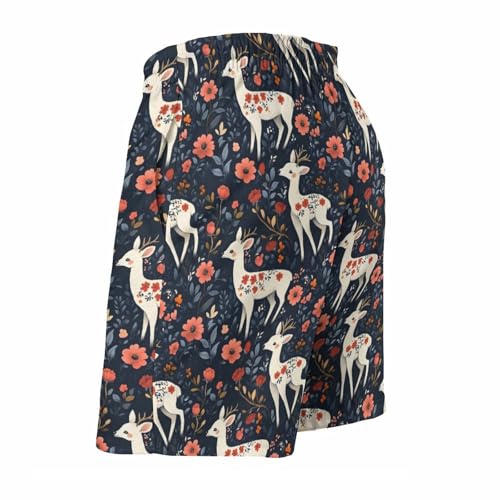 Mens Swim Trunks, Floral Deer Print Swim Shorts with Mesh Lining Swimwear Bathing Suits Quick Dry4