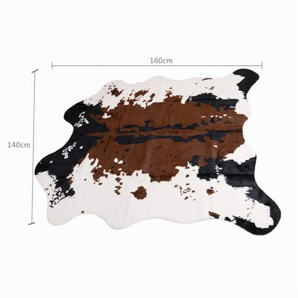 Morbido tappeto in finta pelliccia di pecora, per camera da letto, divano e pavimento, ideale anche come coprisedia, Pelliccia ecologica, Cow-brown, 140x160cm