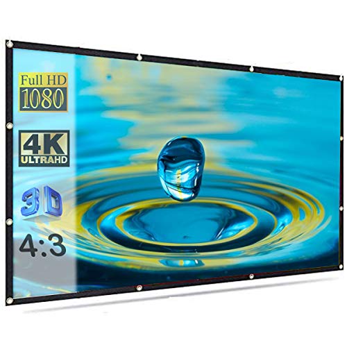 Image of MOIZ Projector Screen Upgraded inch 4:3 HD Portable Eyelet Screen Premium Indoor Outdoor Movie Screen Anti-Crease Projection #10 (6 ft. (W) x 4 ft. (H) - 84 inch Inch)