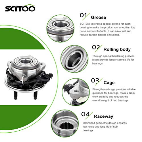 Scitoo 515003 New Front Wheel Bearing Hub Fit 2001-2005 For Ford Explorer Sport Trac 1995-2001 For Ford Explorer 5 Lugs Axle Hub Assembly Kit W/Abs 1 Pack #TOP4