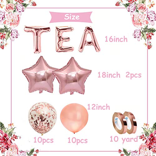 Tea For Two Birthday Party Decoration, Tea For Two Balloons Floral Tea Hanging Garland, Teapots Teacups Tea Party Banner, Cake Topper, Star Foil, Latex Balloon For Girls Second Birthday Party Supplies #TOP2