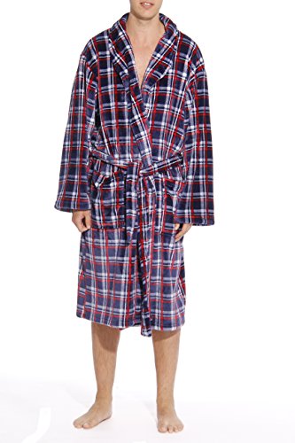 #followme Printed Plaid Velour Flannel Robe Robes for Men
