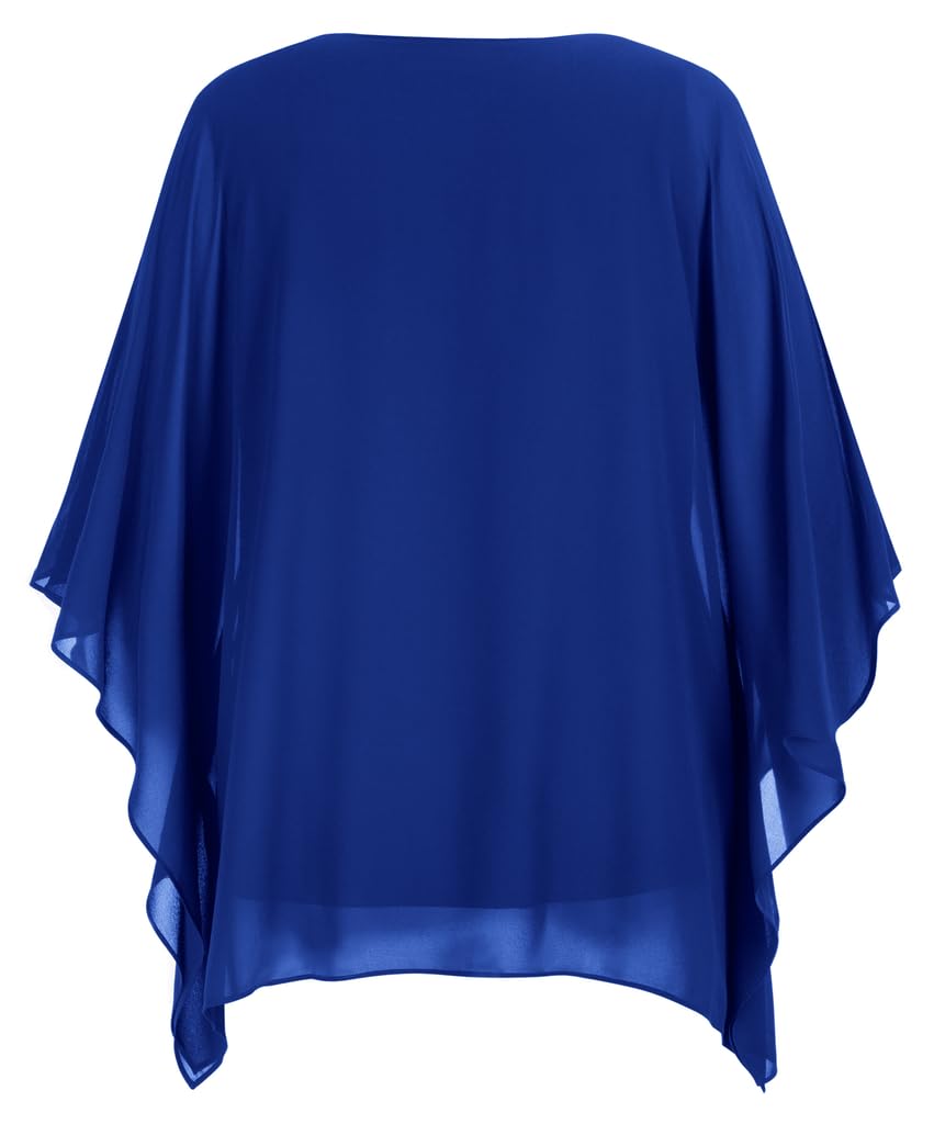 Hanna Nikole Camicetta da donna in chiffon, elegante a pipistrello, a doppio strato, larga, lunga