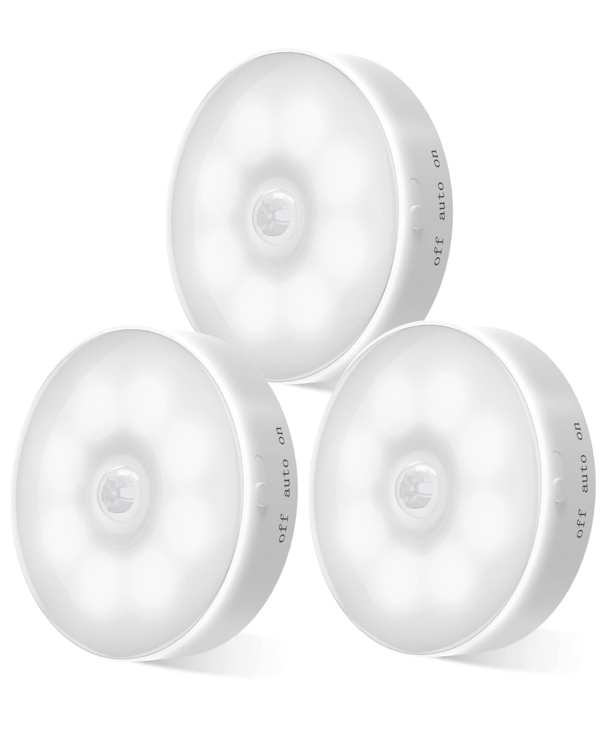 KALAHOL Motion Sensor Lights Indoor, 3 Pack Cupboard and Stair Night Lights, 3 Modes USB Charging Wall Light, Magnetic Sensor for Kitchen, Closet, Under Cabinet