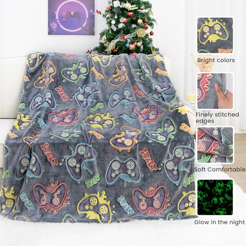 Gamer Gifts Toys for Teen Boys Girls - Glow in The Dark Blanket 2 4 6 8 10 12 13 Year Old Boy Gifts Gaming Controller for Kids Son Boyfriend Men Birthday Christmas 50"x60" - Image 5