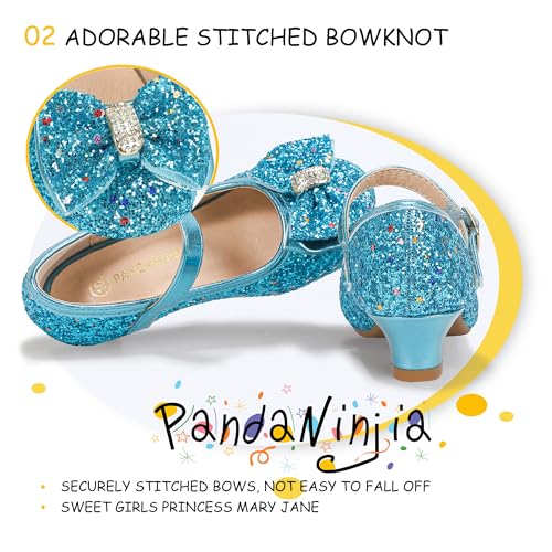 PANDANINJIA Girls Toddler/Little Kid Jada Dress Mary Jane Pumps Bow Low Heels Party Wedding Princess Shoes3