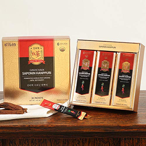 6-Year-Old Fermented Korean Panax Red Ginseng Root Extract 300g - BTGin GINVICHAEK Saponin HANPPURI Immune and Stamina Boost On The Go, for Memory and Focus