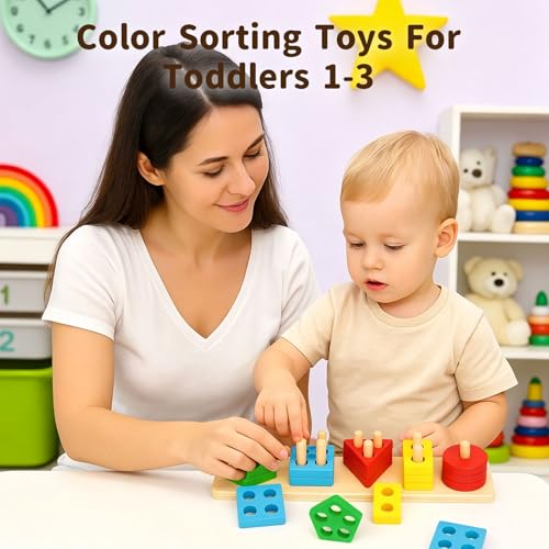 Image of 3 otters Wooden Sensory Toys for Toddlers Montessori Stacking and Sorting Learning Toy Activities Puzzles 20 PCS Medium (Pack of 2)