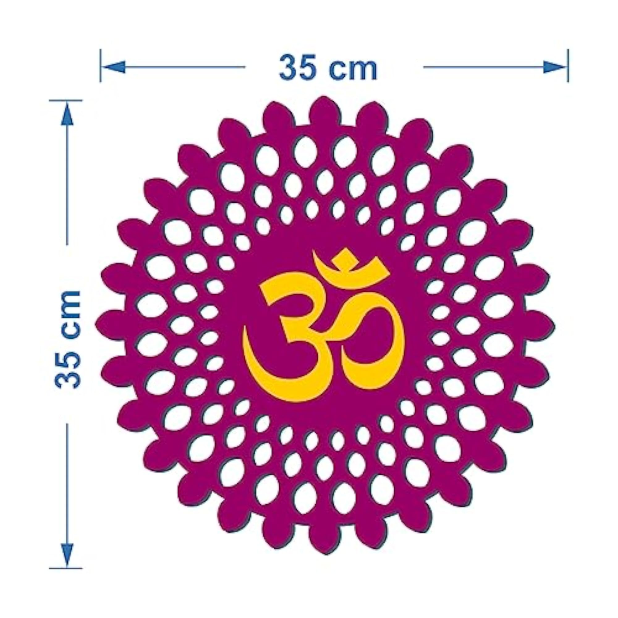 Wooden Om Wall Decor in Magenta, 14 Inches