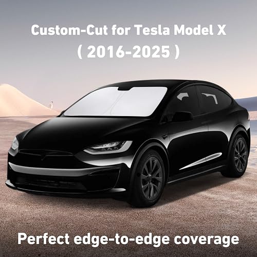 Image of EcoNour Windshield Sunshade Compatible for Tesla Model X 2016-2023 2024 2025, Sun Visor for Front Windshield & Window Sun Shade Cover, UV Heat Blocker & Protector, Car Accessories