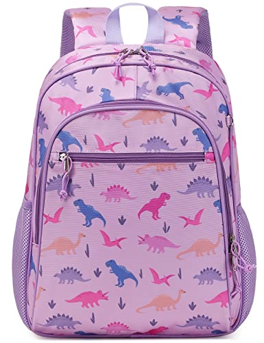 Ryushoyo Kids Backpacks Girls, Cute Lightweight Water Resistant Toddler Kindergarten Elementary School Backpack With Chest Strap Pink Dinosaurs Purple #TOP6