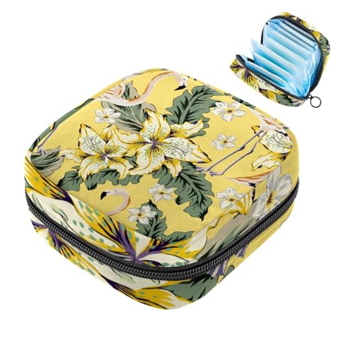 Fenicottero tropicale floreale foglia rosa giallo