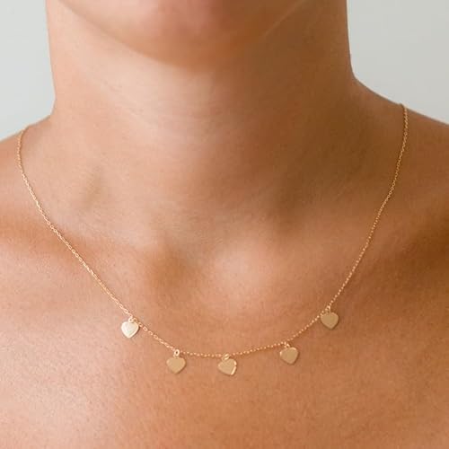 Gargantilla corazones oro 18k con cadena ajustable