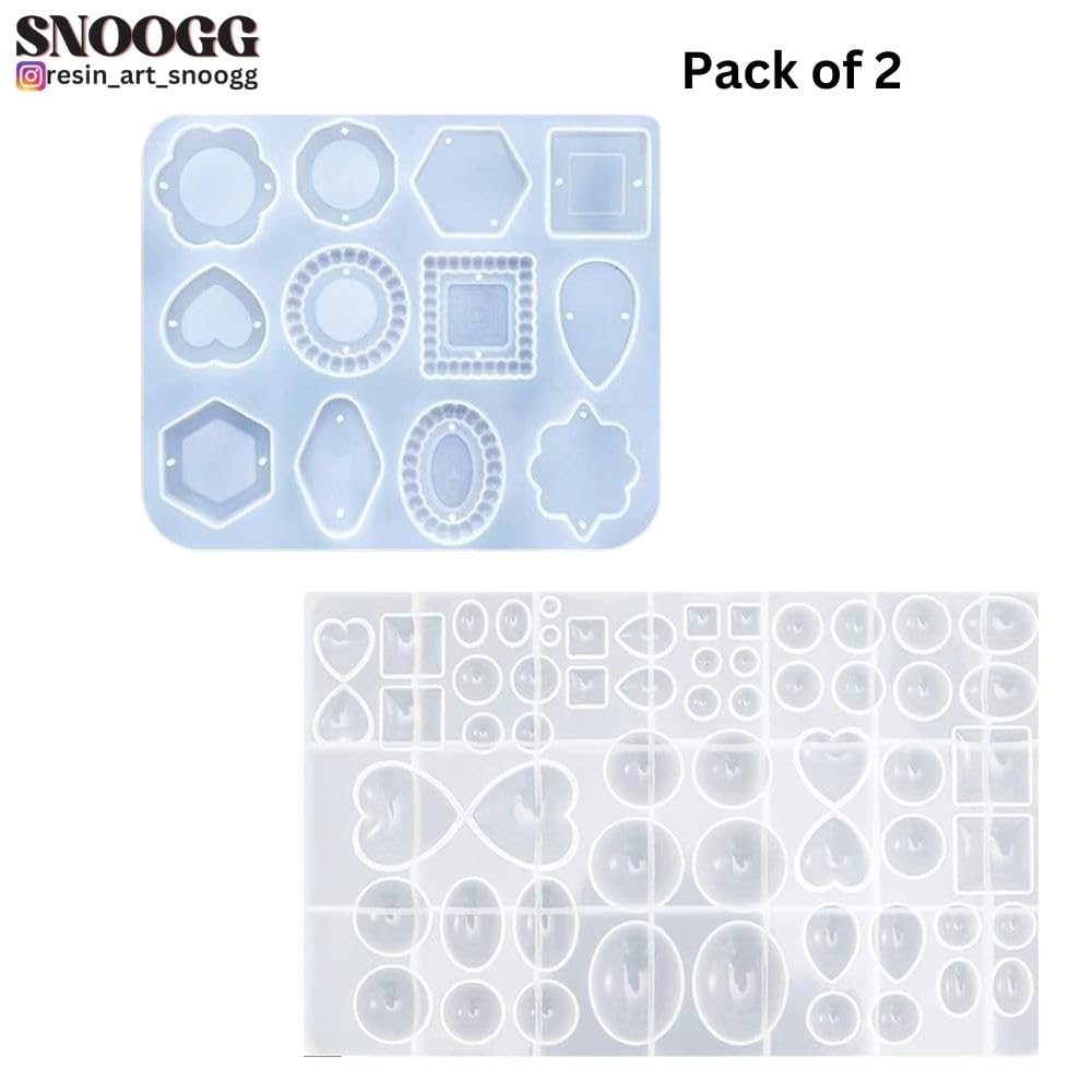 SNOOGG® Combo Pack of 2 Molds (Dot Layered 12-Cavity Rakhi & 58-Cavity Jewelry), Ideal for Epoxy Resin, Rakhi, Jewelry, Necklace, and Keychain