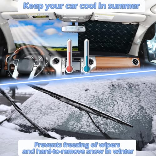 Image of Windshield Cover Compatible with Land Rover Range Rover Vogue 2023+, for Ice and Snow, Ice, UV & Frost Wiper Mirror Protector Windproof Sunshade Cover Accessories