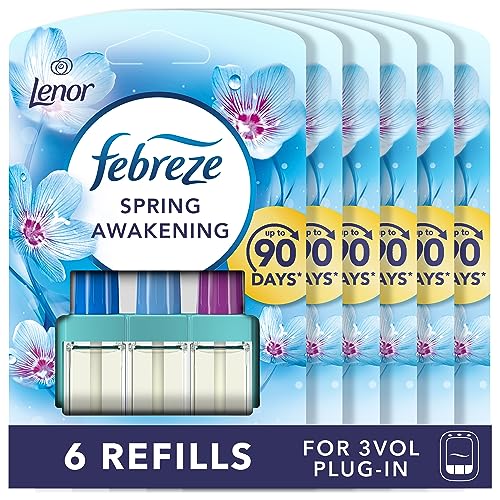 Image of Febreze 3 Volution Air Freshener Plug In Refill 20 ML Spring Awakening, 3 Alternating Scents To Clean Away Odours 6 x 20 ml