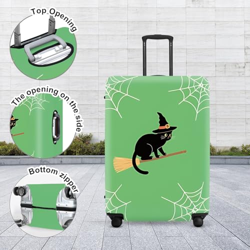 Witch Cat Luggage Cover 18-32 Inch - Cats in Web on Green Suitcase Protector, Durable for Festival Trips4